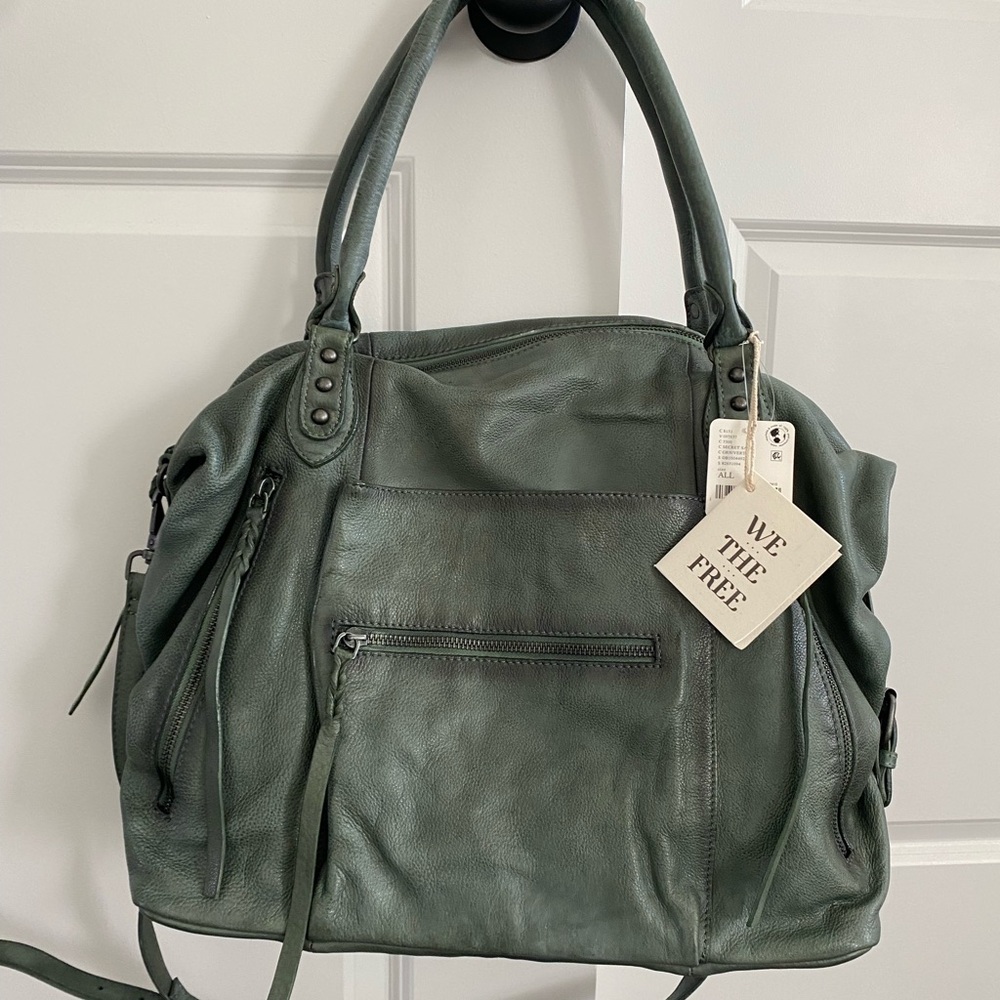 We The Free Secret Sage Green Leather Shoulder Bag